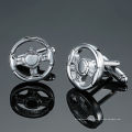 Car enthusiast jewelry mini steer wheel silver cuff links mens cufflinks luxury gifts for boys